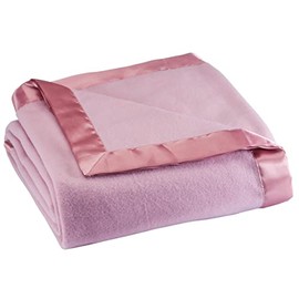 OakRidge Satin Fleece Blanket, Full/Queen, Twin or King Size – 100% Polyester Lightweight Fabric and Cozy Satin Binding Edges in Tightly Folding Travel Blanket, Rose