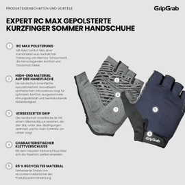 GripGrab Expert RC Max Padded Short Finger Cycling Gloves Summer Half Finger Cycling Gloves Fingerless Cycling