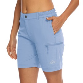 YSENTO Ladies Hiking Walking Lightweight Cargo Shorts Womens Stretch Golf Shorts Quick Dry Outdoor Summer Shorts(Baby Blue,S)