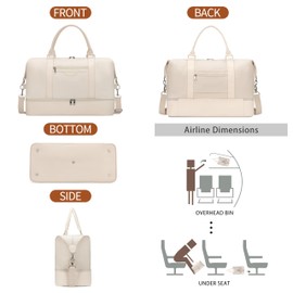 Oeihuivt weekender bags for women weekend travel bag weekender bag canvas travel bag overnight travel bag Travel bag with shoe compartment suitable for various travels (3-piece set)