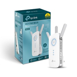 TP-Link AC1750 Universal Dual Band Range Extender, Broadband/Wi-Fi Extender, Wi-Fi Booster/Hotspot with 1 Gigabit Port and 3 External Antennas, Built-in Access Point Mode, UK Plug (RE450), White