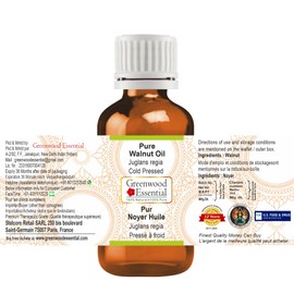 Greenwood Essential Pure Walnut Oil (Juglans regia) Cold Press, 30ml (1 oz)