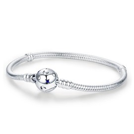 KEQ 925 Sterling Silver Charm Bracelet for Woman Snake Chain Bracelet Star Moon Dog Paw Cute Iconic Moments European Bracelet Jewelry Gift for Woman (Constellation Charm Bracelets, 21.0 Centimetres)