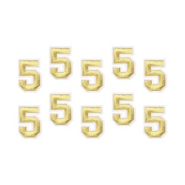 MECCANIXITY 10Pcs Number Patches Embroidered Decorative Repair Patches Iron on Patches Sew On Embroidered Applique Patches 5 Gold 2" Height for Clothes, Shoes, Hats, Backpacks, DIY
