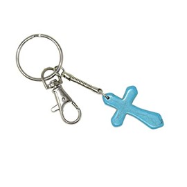 Jeannieparnell 595 - Turquoise Howlite Cross Keyring Gift for Protection & Good Luck