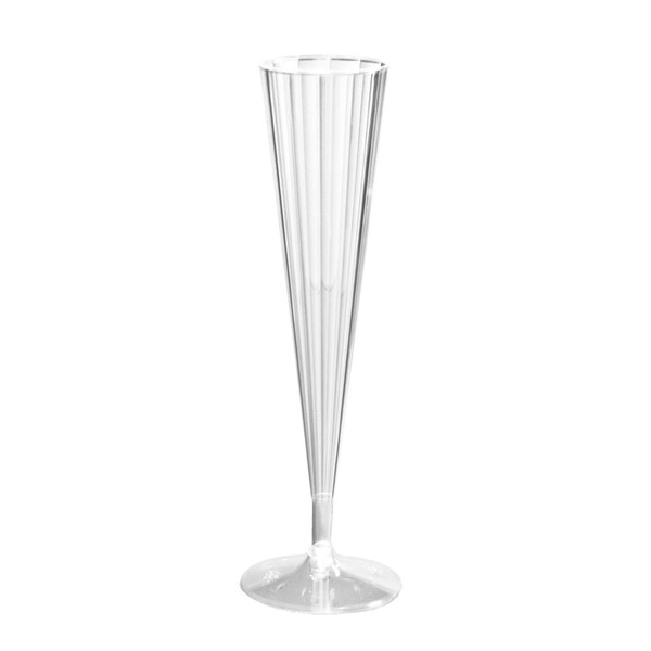 Party Essentials 120Count Deluxe/Elegance Twopiece Hard Plastic 5 oz Champagne Flutes, Clear