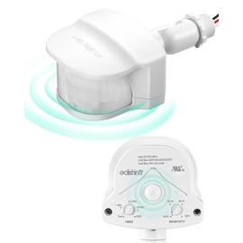 EDISHINE 240° & 360° Motion Sensor, Replacement Motion Detector for Outdoor Lights, Adjustable Time & Detection Range Up to 60FT, 3 Modes PIR Motion Sensor for Floodlight, White, UL Listed
