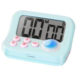 2-in-ONE Digital Timer (Count-Down) / Stopwatch (Count-Up) with Blue LED Light & Beeps Notification Large Easy-Push Button Mute & Lock Functions Green Timer for Kids