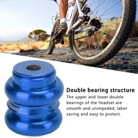 equlup Bicycle Headset 34mm Aluminum Alloy Bicycle Headset Double Bearing Bicycle Front Fork Headset for Mountain Bikes with Ordinary Straight Tube Front Forks (Blue)