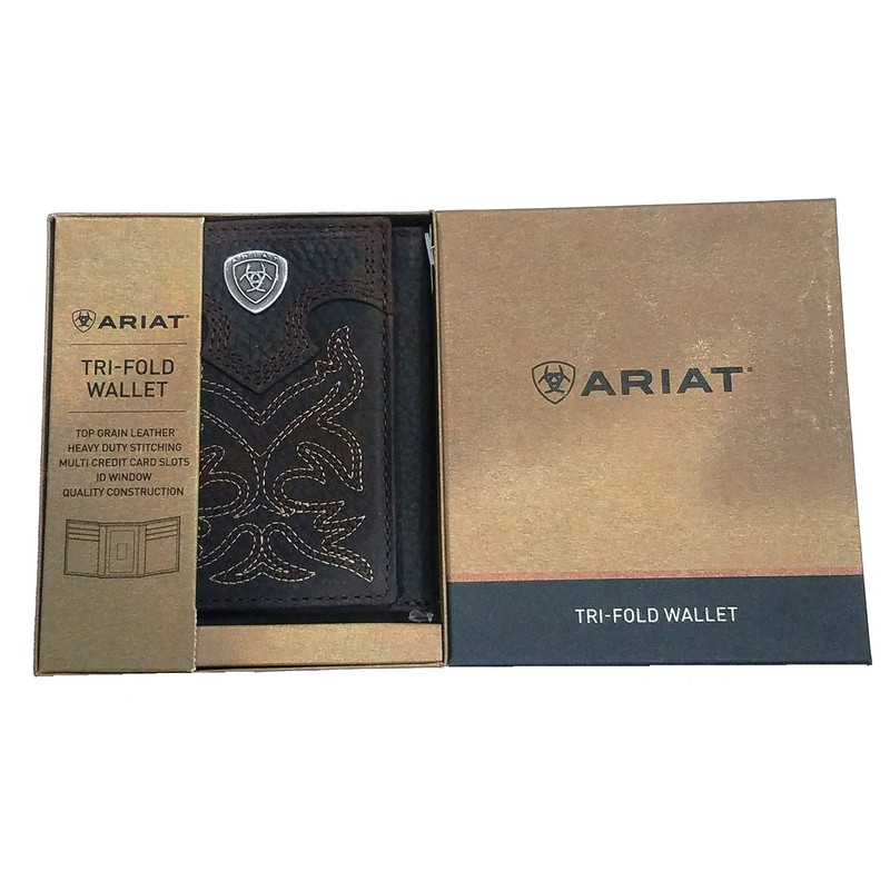 Custom Morgan Dollar Tails Brown Premium Shield Tri-fold Leather Wallet