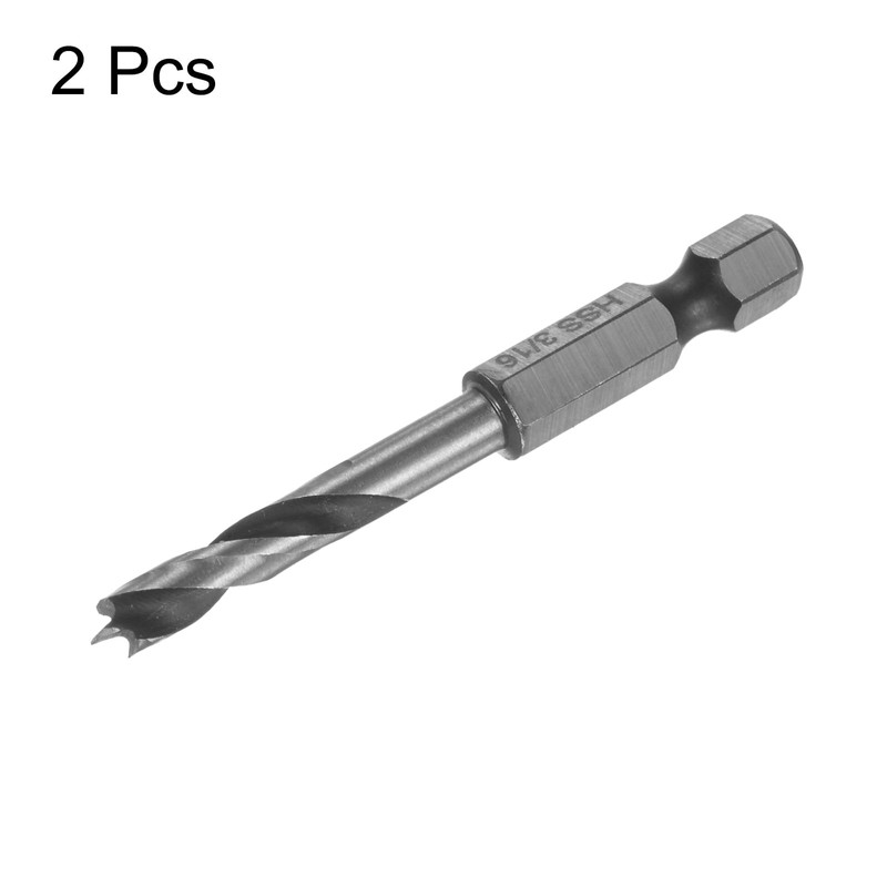 sourcing map 2pcs Brad Point Drill Bits 3/16" Dia 1/4"