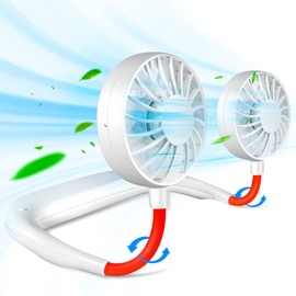 Portable Neck Fan Rechargeable Personal Hand-Free Fan Mini USB Wearable Neckband Sport Fan, 3 Speed Adjustable, 360 Degrees Free Rotation Perfect for Working, Traveling, Office, Reading (White)