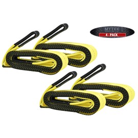 Mytee Products (4 Pack 4" x 20' Recovery Tow Strap Heavy Duty 32,000 lbs Break Strength - Use for Emergency Towing Rope, Tree Saver, Winch Extension, Triple Reinforced Loops, Protective Sleeves