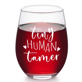Futtumy Teacher Appreciation Gifts, Tiny Human Tamer Stemless Wine Glass Gifts for Preschool Daycare Kindergarten Elementary School, Thank You Gifts Birthday Christmas Gifts for Daycare Teacher 17Oz