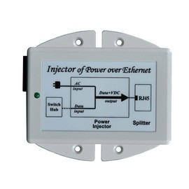 120/240VAC Input, 24V 19W Gigabit Passive PoE Inserter, PoE Pinout: 4,5V+; 7,8V-, UL1950, Shielded and Surge Protected, Includes Removeable US Power Cord