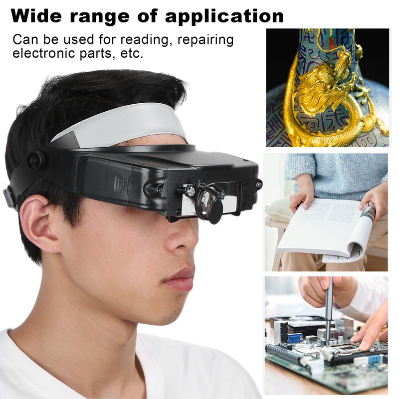 1.5X 3X 9.5X 11X Head Wearing Magnifier Multi Functional LED