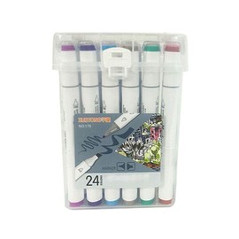 24 Colors Double Heads Alcohol Marker Pen Set Art Dual Tip Sketch Pen Graphic Drawing Marker Kit, for Design Drawing Colouring Highlighting