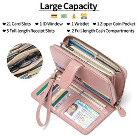 GAEKEAO Wallet for Women Clutch RFID Blocking Leather Wristlet Purse Large Capacity Credit Card Holder Zip Around Wallets