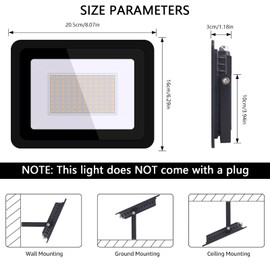 Ultra-Thin 10W 20W 30W 50W 100W Miheal LED Flood Light Spotlight Led Search Lamp 110V Floodlights for Outdoor Garden Street Square (100W, Warm White)