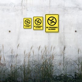 Portrait Round Plus No Fireworks Allowed Wall or Door Sign | Home Safety Sign - Large