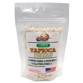 Large Pearl Tapioca • 100% Tapioca • 100% Natural • Make Your own Tapioca Pudding/Boba Bubble Tea • Vegan Kosher Sourced • Sugar Free • NON-GMO • Gluten-free!
