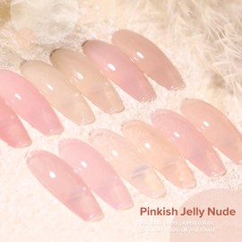 Beautpal Nude Gel Polish Set, 6pcs Jelly Gel Polish Nude Pink Neutral Color Translucent Gel Nail Kits for Salon Gel Manicure and Nail Art DIY at Home 8ml