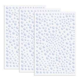 Piriuuo 325 Pcs Colored Pearl Stickers, 3-6mm Pearl Stickers for Crafts Adhesive Pearls Round Pearls for Hair Bling Rhinestones for Face Hair Eye Nail Art Makeup Crafts