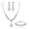 Jstyle Rhinestone Bridal Jewelry Set Necklace Bracelet Clip On Earrings