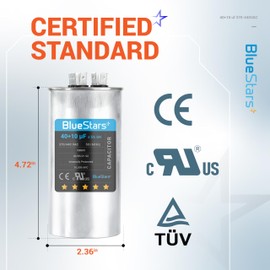 40+10 uf 370-440VAC ±5% Volts Round Run Start Capacitor Electric Replacement Part by BlueStars - Exact Fit for HVAC, Air Conditioners, Heat Pumps