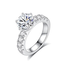 JIEKAYUAN 4.6 CTTW Moissanite Rings for Women, 3CT Center D Color VVS1 Moissanite Engagement Ring S925 Sterling Silver Promise Wedding Rings for Women (5.5)