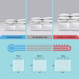 MARTHA STEWART White Goose Feather Down Fiber Comforter King Size- All Season Duvet Insert, Noiseless Fabric with 60oz Filled Luxury Cloud Fluffy Bed Comforter with 8 Corner Loops, White 106x90inch