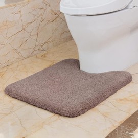 VANZAVANZU Toilet Rugs for Bathroom U Shaped, Contour Bath Rugs for Toilet Bath Mats for Bathroom Non Slip Extra Soft Absorbant Microfiber Shaggy Thick Toilet Rugs U Shaped (U 20"*24", Taupe)