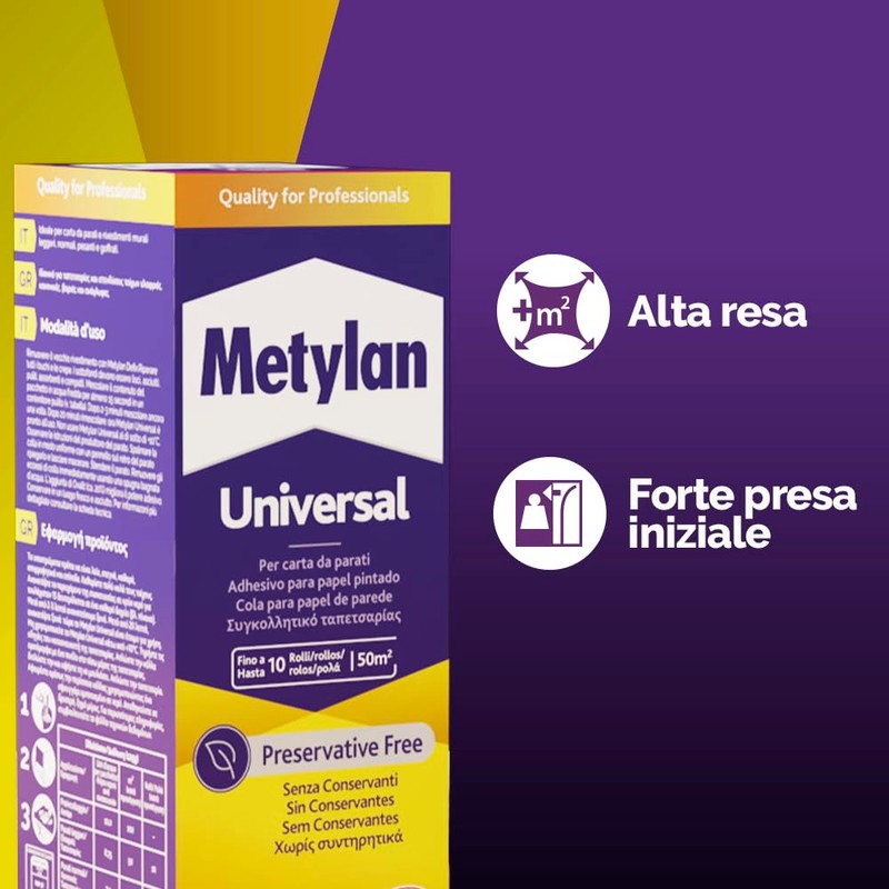 Metylan Universal Colla per carta da parati resistente, Colla in