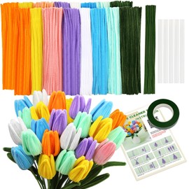 ZXIIXZ 550 Pcs Pipe Cleaners Craft, 8 Colors Pipe Cleaners Bulk Flower Kit, Chenille Stems Fuzzy Sticks Craft Supplies for Flower Making, Festival Home Art Decor