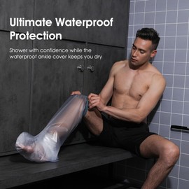 COMFYTHERA Large Waterproof Leg Cast Cover for Shower Foot Wound Protector Bath Adult Watertight Cast Bag Showering for Surgery Leg, Ankle, Foot Burns Reusable Keeps Wounds Dry (B-Short Leg)