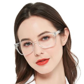 MARE AZZURO Oversized Reading Glasses Women Designer Glitter Readers 100 125 150 175 200 225 250 275 300 350 400 500 600 (Transparent, 2.25)