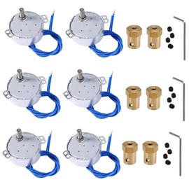 6PCS Turntable motor Synchronous Synchron Motor 50/60Hz AC 100~127V CCW/CW 4W 5-6RPM/MIN CCW/CW with 7mm Flexible Coupling Connector For Cup Turner,Hand-Made, School Project, Model (5-6RPM)