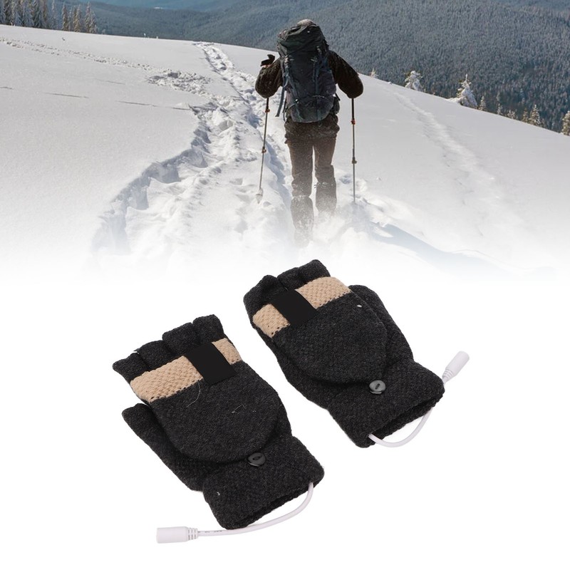 USB Heated Gloves Full and Half Fingers Washable Knitting Electric