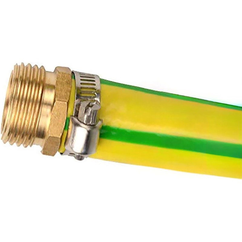 Brass Garden Hose Repair Mender Kit with Stainless Clamp (3/4")