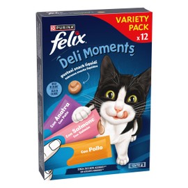FELIX Deli Moments Snack Liquidi per Gatti Adulti, 12 Confezioni da 10 g