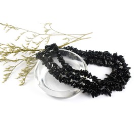 31 inches Chip Stone Loose Gemstones Beads Drilled Strand for Jewelry Making (Black Obsidian)