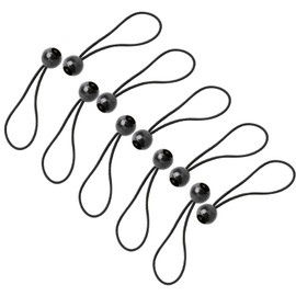 10Pcs Tarpaulin Bungees Balls Black Bungees Cord with Ball Bungee Toggle Ties Gazebo Tie Strap Tent Toggles Flag Bungees Tent Elasticated Tarp Ties Bungee Straps for Marquee Holder Pole Camping Canopy