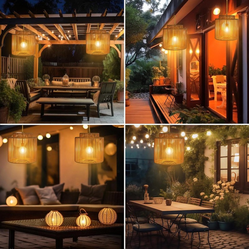 Solar Pendant Light Outdoor Hanging Lantern Solar Outdoor Chandelier with