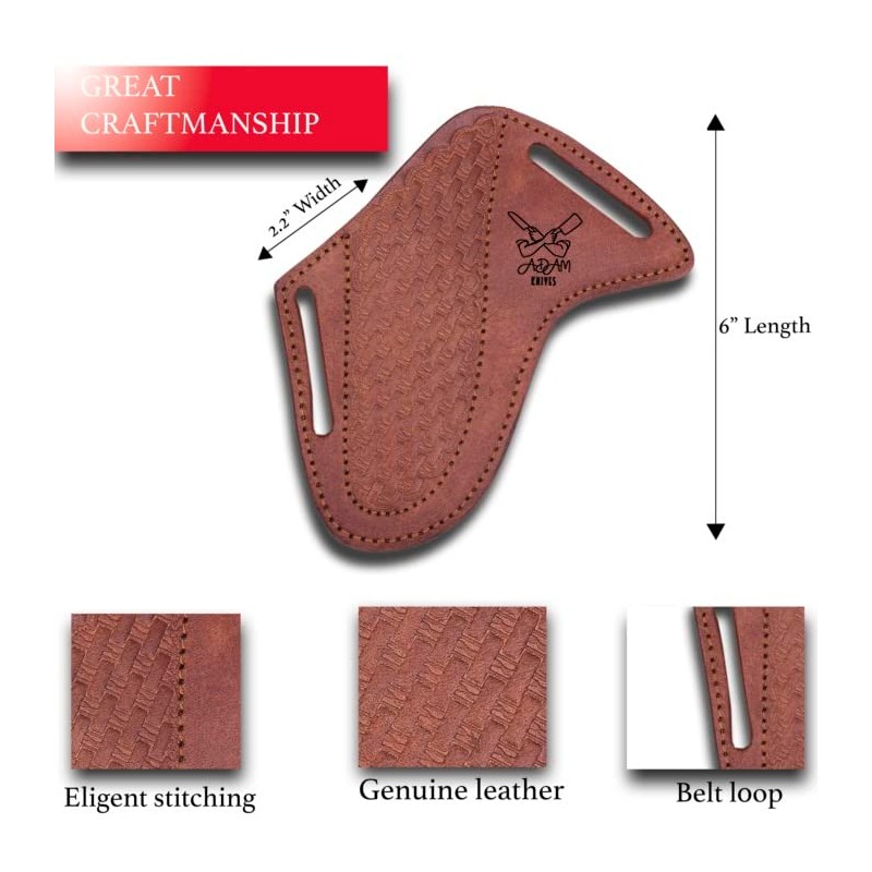 ADAM KNIVES Leather Knife Sheath For Belt, Slanted Pancake Sheath,