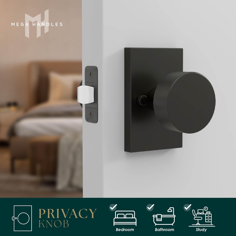 Mega Handles Laura Privacy Door Knobs - 1 Pack Reversible