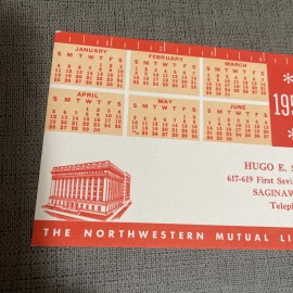 1953 Desk Calendar 9” x 3.75” 70th birthday gift First Savings & Loan Saginaw MI