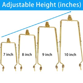 Lamp Shade Harp Holder for Spider Lampshade,7/8/9/10 Inch Height Adjustable,3/8" Standard Saddle,E14/E26/E27 Light Base UNO Fitter Adapter Converter, Lamp Kit and Parts, Lamp Harp (Gold)