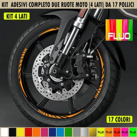 Pimastickerslab Komplett-Set Aufkleber Streifen Felgen Motorrad 17 Zoll Stripes Gewinde Felgen Reifen Race Sport Decal Racing Stickers Strips Universal RT0020 (037 Neon Orange)