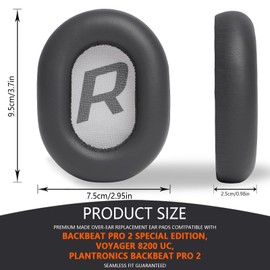 PESLNG Professional PU Leather Replacement Ear Pads for Plantronics BackBeat Pro 2, Uses High Quality Memory Foam for More Comfort and Durability. (Protein Leather/Titanium Grey)