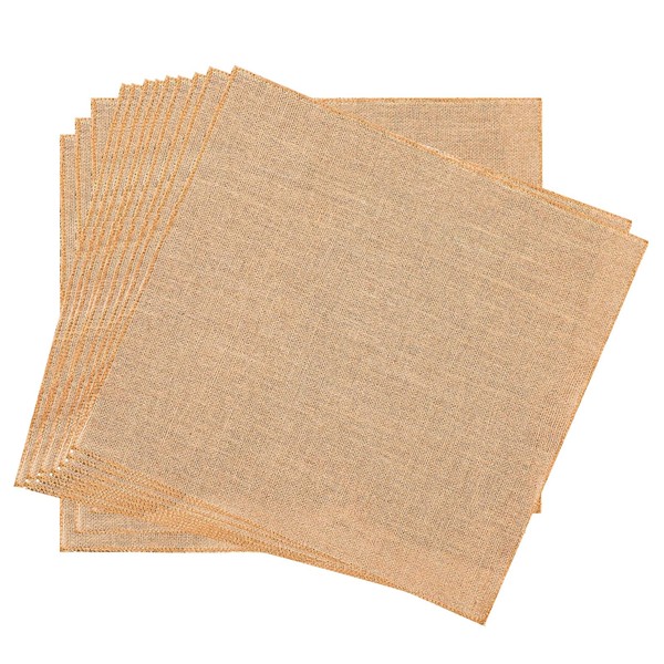 TANEMUDO 12 Pcs Burlap Squares 20 x 20'' Natural Burlap